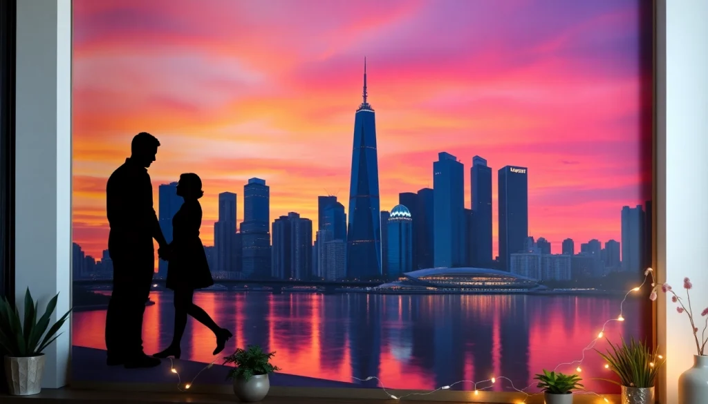 Elevate your decor with striking canvas wall art featuring an abstract sunset cityscape.