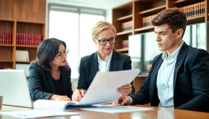 Consultation with a real estate attorney from https://www.atlantarealestateattorney.com in a modern office.