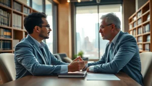 Consulting clients at https://www.inmotionlaw.com in a professional setting with legal resources.