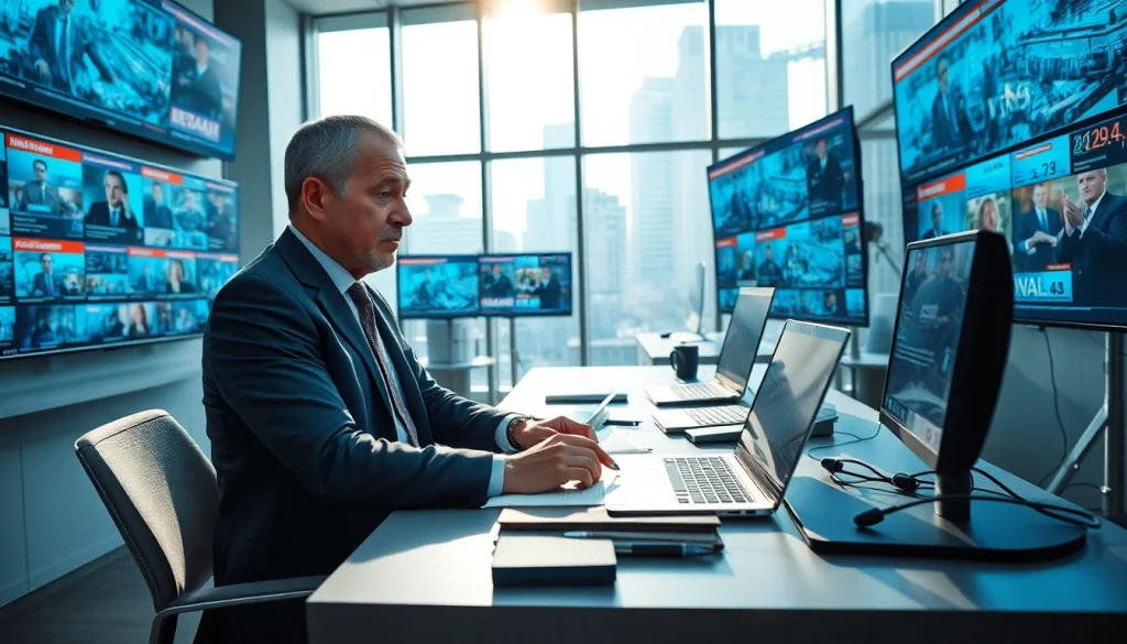 Engage with news and updates at https://www.slavicsac.com featuring a focused journalist in a modern office.