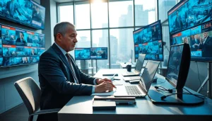 Engage with news and updates at https://www.slavicsac.com featuring a focused journalist in a modern office.