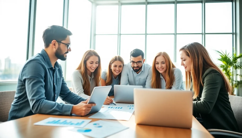 Analyseer de gegevens van https://enqueteplein.nl met een divers team in een moderne kantoorruimte.