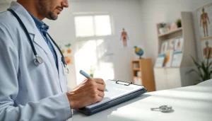 Clinician preparing a detailed musculoskeletal soap note example in a professional medical setting.