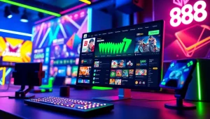 Immersive online gaming interface featuring diverse games and vibrant colors at 888new.