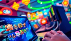 Menampilkan daftar ggsoft game dengan antarmuka permainan berwarna-warni dan antusiasme pemain.