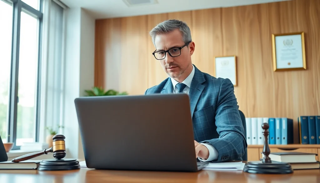 Engaging lawyer at http://www.jacobsonpilaw.com office establishing professionalism and trust.