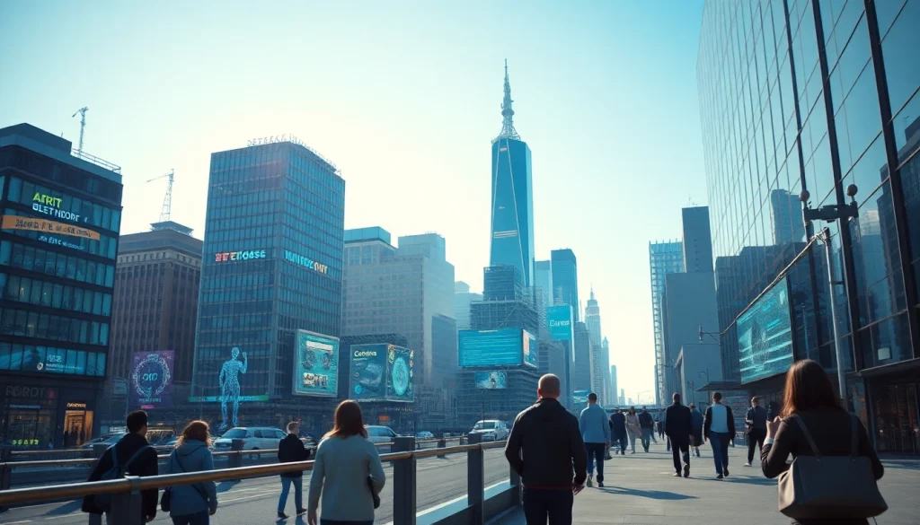 Visualize https://mohamedmmblog.tech with a futuristic city illustrating technology integration in daily life.