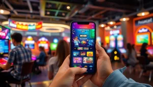 MV88 online gaming app showcasing promotions and user engagement in a lively setting.