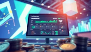 Visualize engaging cryptocurrency features on Rocktoken.com with a modern digital marketplace.