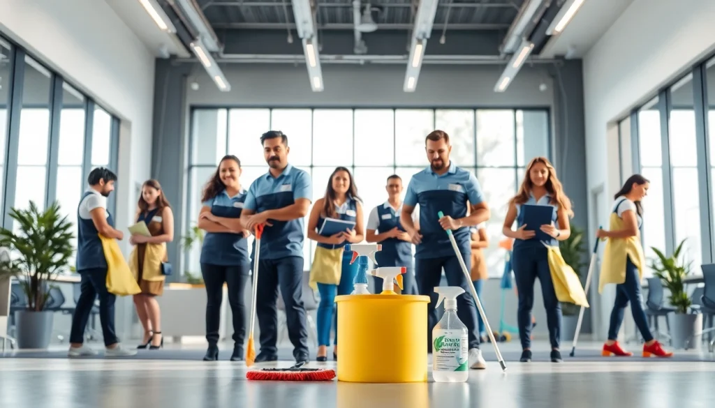 Professionelles Team von https://nm-gebäudeservice.de in einer modernen Büroumgebung bei der Arbeit.