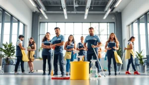 Professionelles Team von https://nm-gebäudeservice.de in einer modernen Büroumgebung bei der Arbeit.