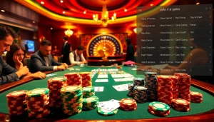 Engaging адресный сборник displaying vibrant poker chips and a roulette table, inviting players into the thrill of gambling.