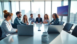 Engaged team in a business meeting showcasing collaboration and strategy development.