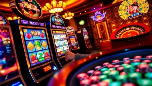 Experience the excitement of muji138 slot machines in a stunning casino setting.