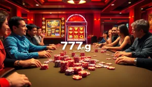 The excitement of players at a poker table enhances the appeal of the 777g App for gamers and enthusiasts.