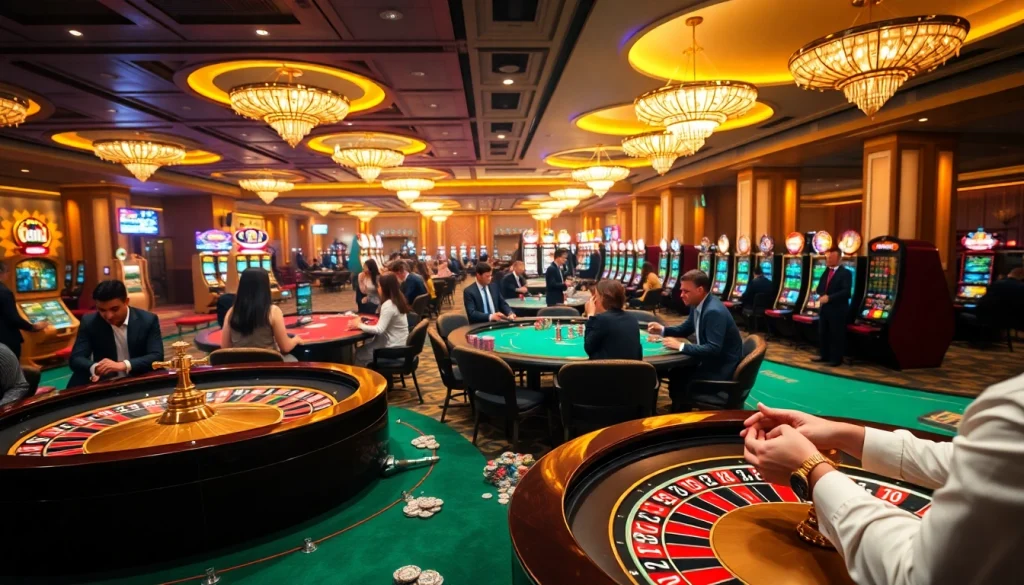 Experience the thrill of casino gaming at XX88 with stunning roulette tables and lively players.