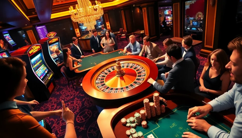 Players enjoying engaging roulette and poker games at u888bet casino venue.