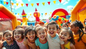 Engaging moment at https://www.tcspecialentertainment4u.com with kids enjoying a bounce house and colorful characters.