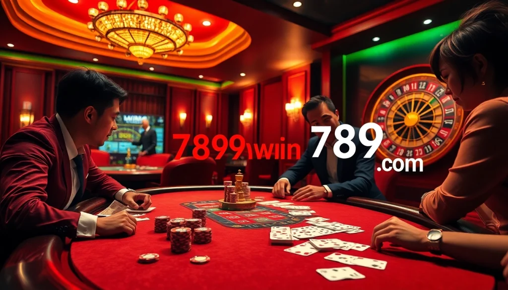 Experience high-stakes poker action at 789win.com, featuring vibrant casino elements.