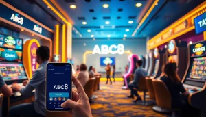 Engaging online gambling scene showcasing ABC8 with diverse players enjoying various games.