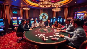 Experience thrilling poker action as players engage at WW88b.com, surrounded by vibrant casino ambiance.