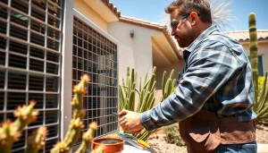 Expert technician servicing a Scottsdale AC unit, ensuring optimal cooling efficiency.