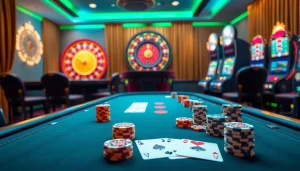 Players enjoying high-stakes games at https://www.66slots8.com/ with vibrant casino tables and colorful slots.