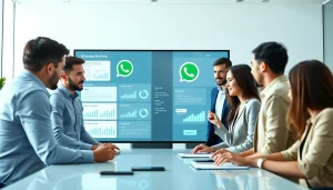 Analyze customer relationships with WhatsApp Business CRM features in a vibrant workspace.