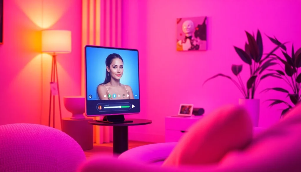 Engaging scene of ai sex chat interface inviting interaction with charismatic AI character.