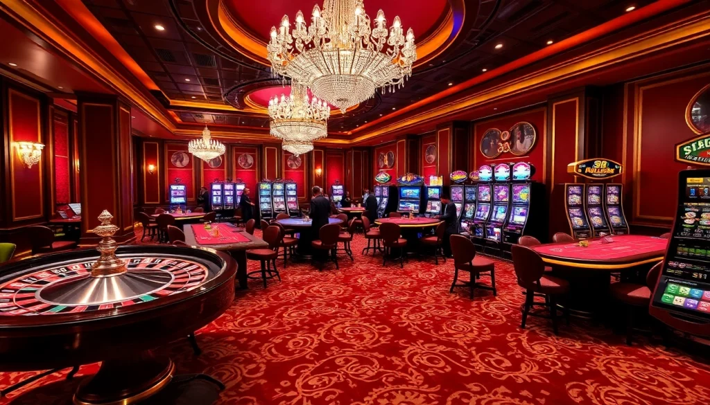 S8 players enjoying a thrilling casino experience with poker, roulette, and vibrant slot machines.