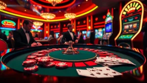Players engaged at a roulette table in the vibrant casino atmosphere of 13win.