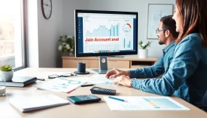 Usługi biura rachunkowego prezentujące księgowego w profesjonalnym biurze.