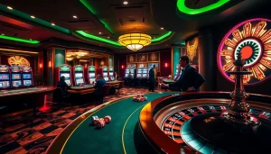S8-themed casino scene showcasing players at poker tables and vibrant slots in a luxurious setting.