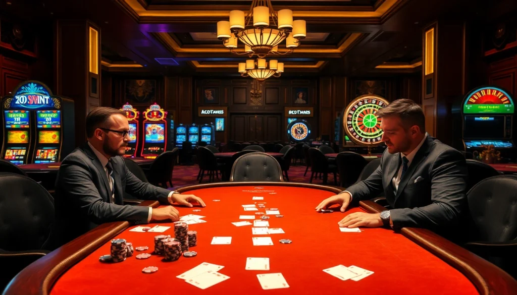 Experience the excitement of gambling at 32win.football's high-stakes poker table scene, featuring vibrant gaming elements.