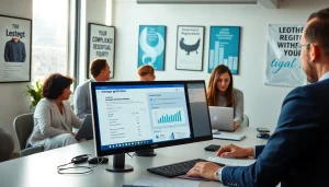 Visualize professionals working on registration and certification in Federal databases in a bright office.