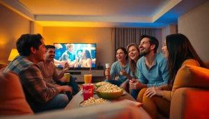 Enjoy movie night at home with friends, inspired by https://bandarlayarkaca21.com's streaming content.