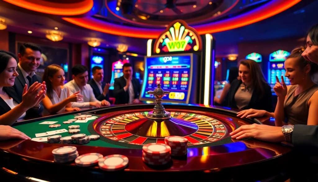Experience thrilling gameplay at GO8 with vibrant casino tables and interactive slot machines.