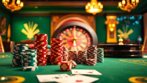 Engaging gamblers at https://xx88.nl/ surrounded by vibrant gameplay with roulette wheel and casino chips.