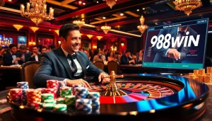 Experience the excitement of winning at https://98win.exposed/ with a glamorous casino roulette scene.