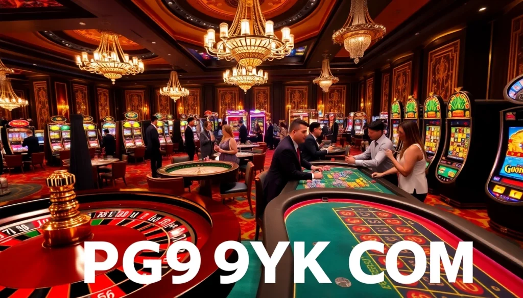 Engaged players enjoying games at PG99YK COM casino with roulette, poker, and slots.