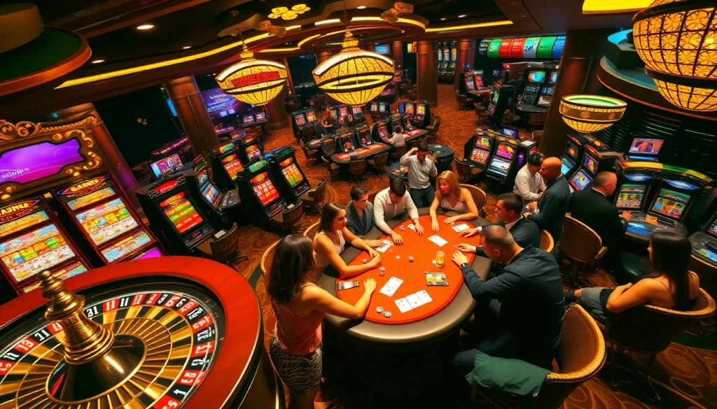 Experience the vibrant casino atmosphere at https://topclub.space/, with players enjoying poker, roulette, and slot machines.