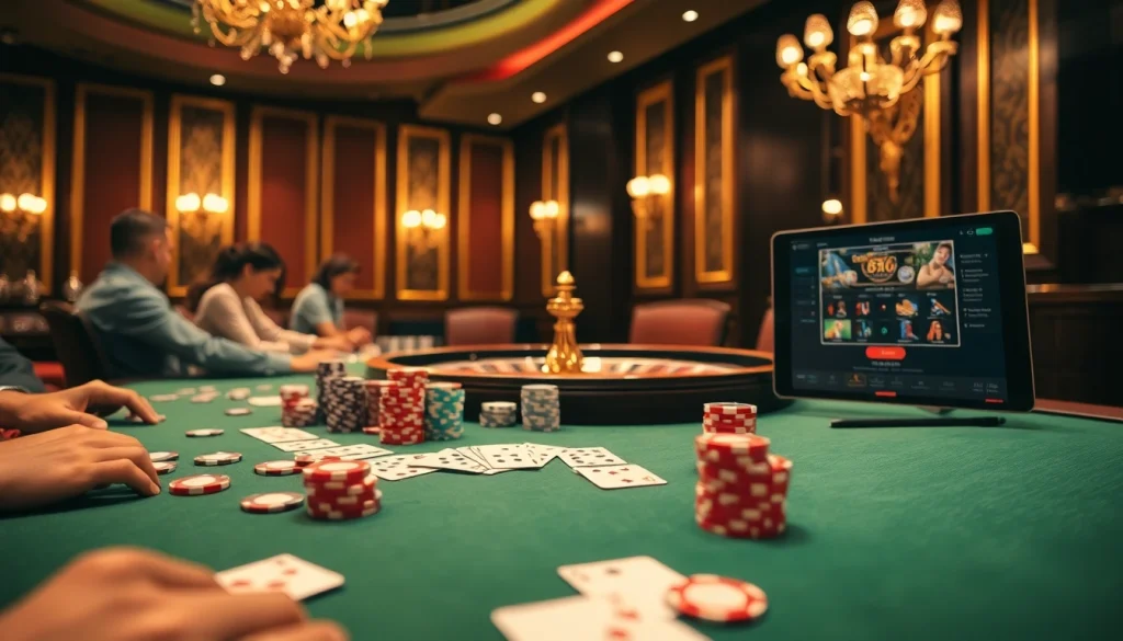 Experience the thrill of obral toto with vibrant poker chips and strategic gameplay in a luxury casino.