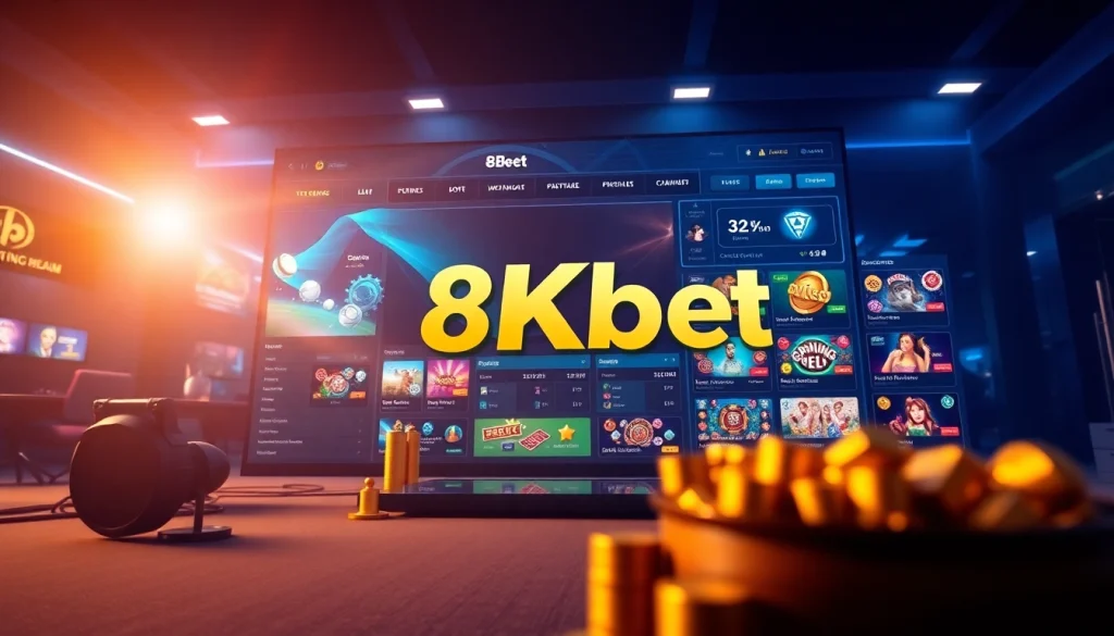Interactive gaming interface of 8Kbet showcasing diverse betting options in a luxurious ambiance.