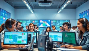 On-demand interpretation service in a professional call center with diverse interpreters.