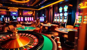 Engaging players at New66 poker tables, showcasing vibrant chips and an exhilarating roulette wheel.