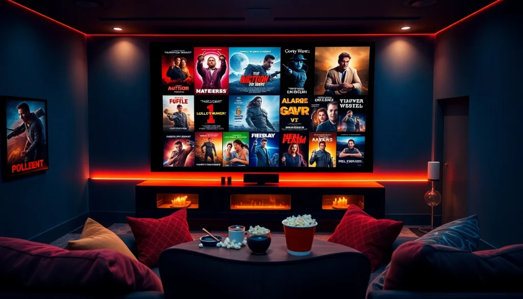 Enjoy an immersive movie experience with diverse genres of filme in a cozy home theater setting.