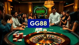 Experience thrilling gameplay at GG88 with vibrant casino tables, chips, and exciting card games.