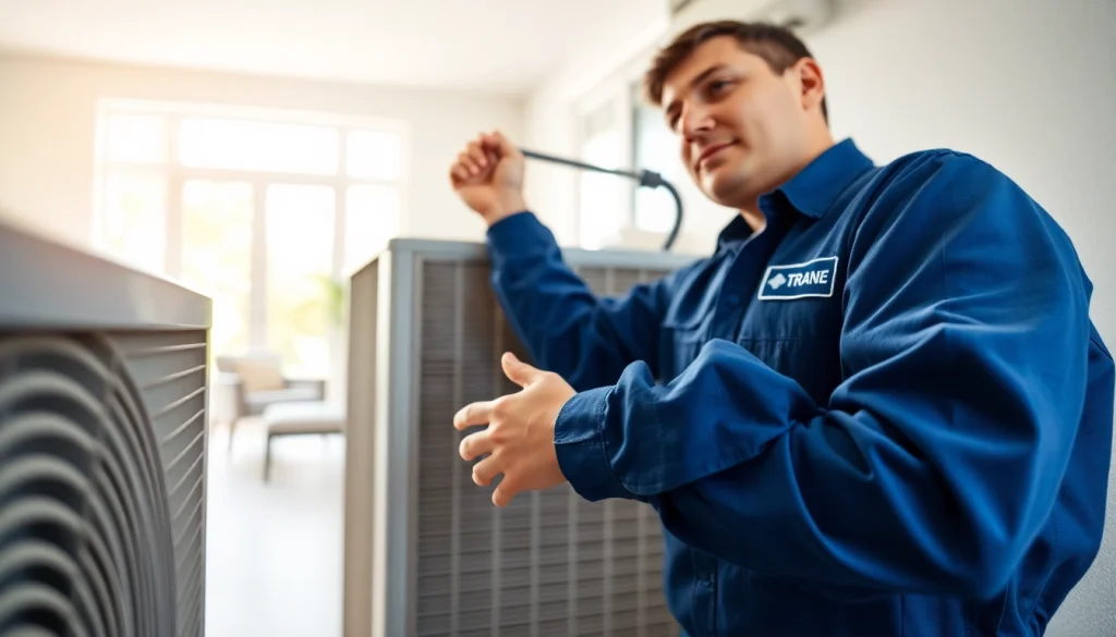 Install Trane Canada HVAC system with skilled technician in bright, modern home.