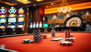 Experience the thrill of MM88 at a luxurious casino table with vibrant poker elements.