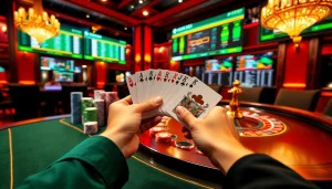 Experience thrilling gameplay at KKWIN casino with vibrant poker chips and a captivating roulette wheel.